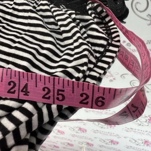 CJ Banks mini dress or long top Black and White Striped stripes Lace Accents - Picture 12 of 13